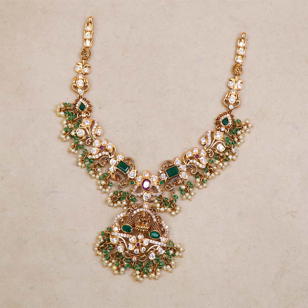Buy 22Kt Gold Precious Pachi Lakshmi Necklace 110VG6476 Online from ...