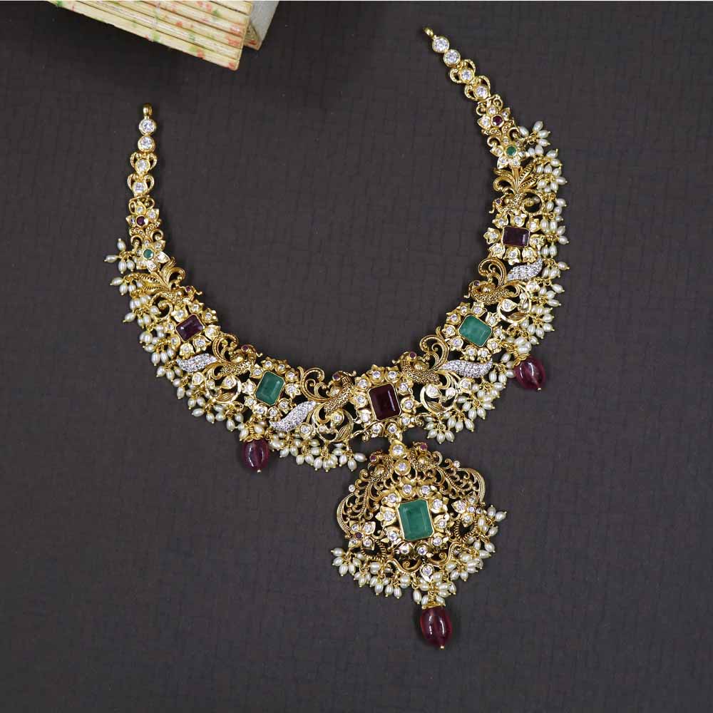 Vaibhav Jewellers Precious Ruby Emerald Necklace 110VG5521 