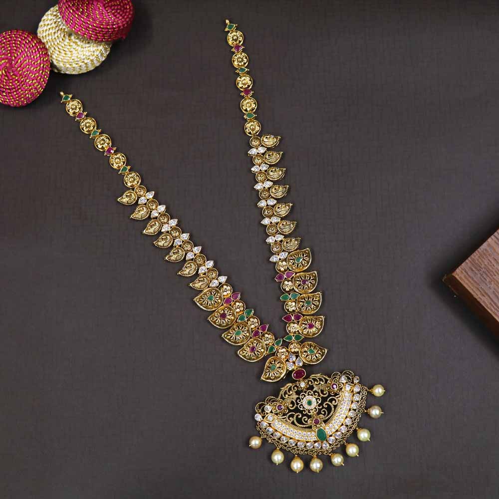 Vaibhav Jewellers 22K Precious Gold CZ Haram 111VG3418