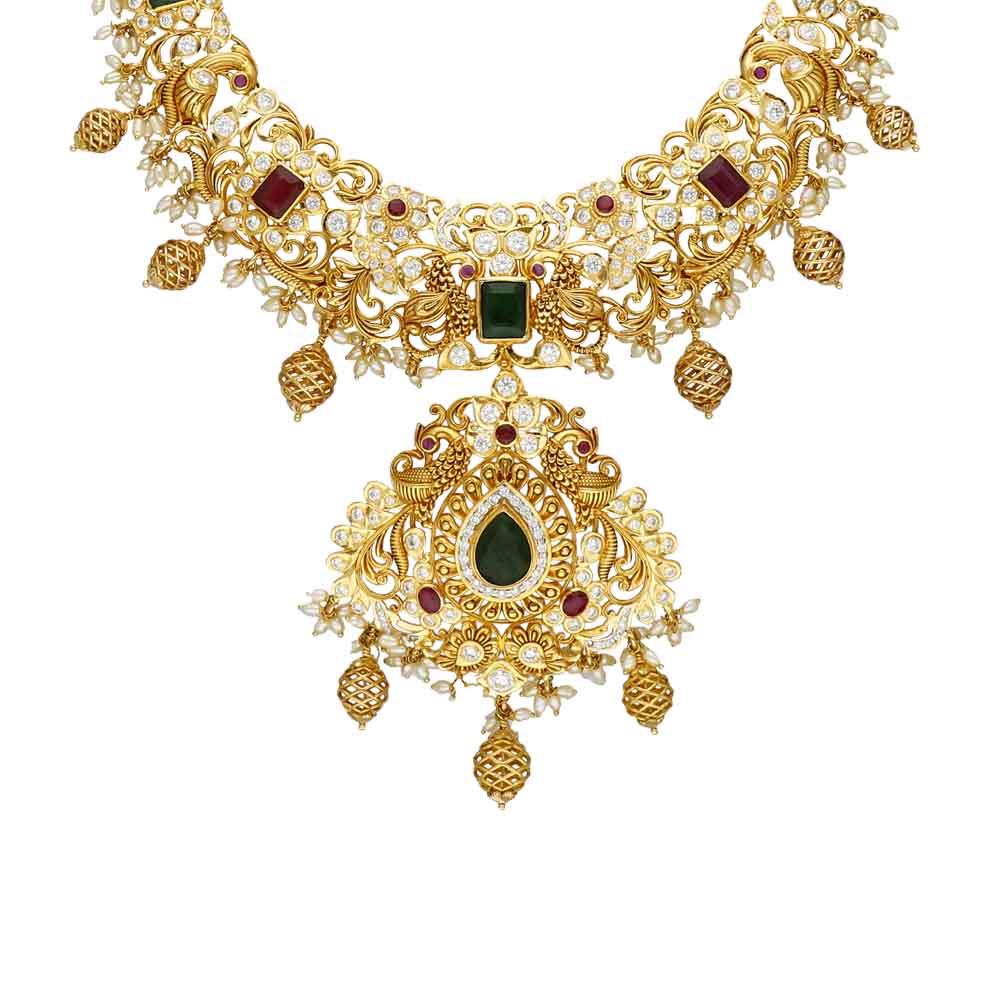 Vaibhav Jewellers 22K Precious Gold CZ Haram 111VG3601