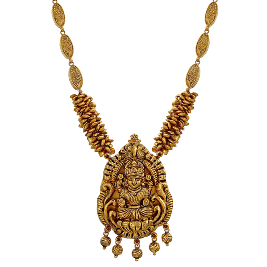 Lakshmi Wheat Cluster Gold Necklace_2