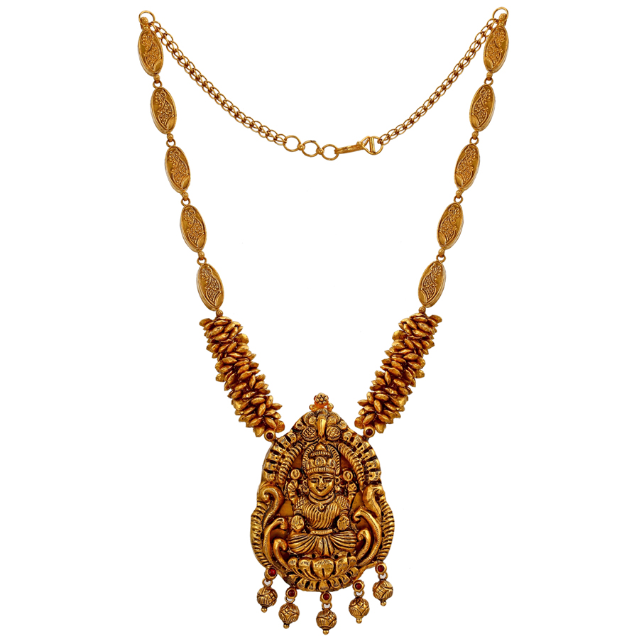 Lakshmi Wheat Cluster Gold Necklace_1