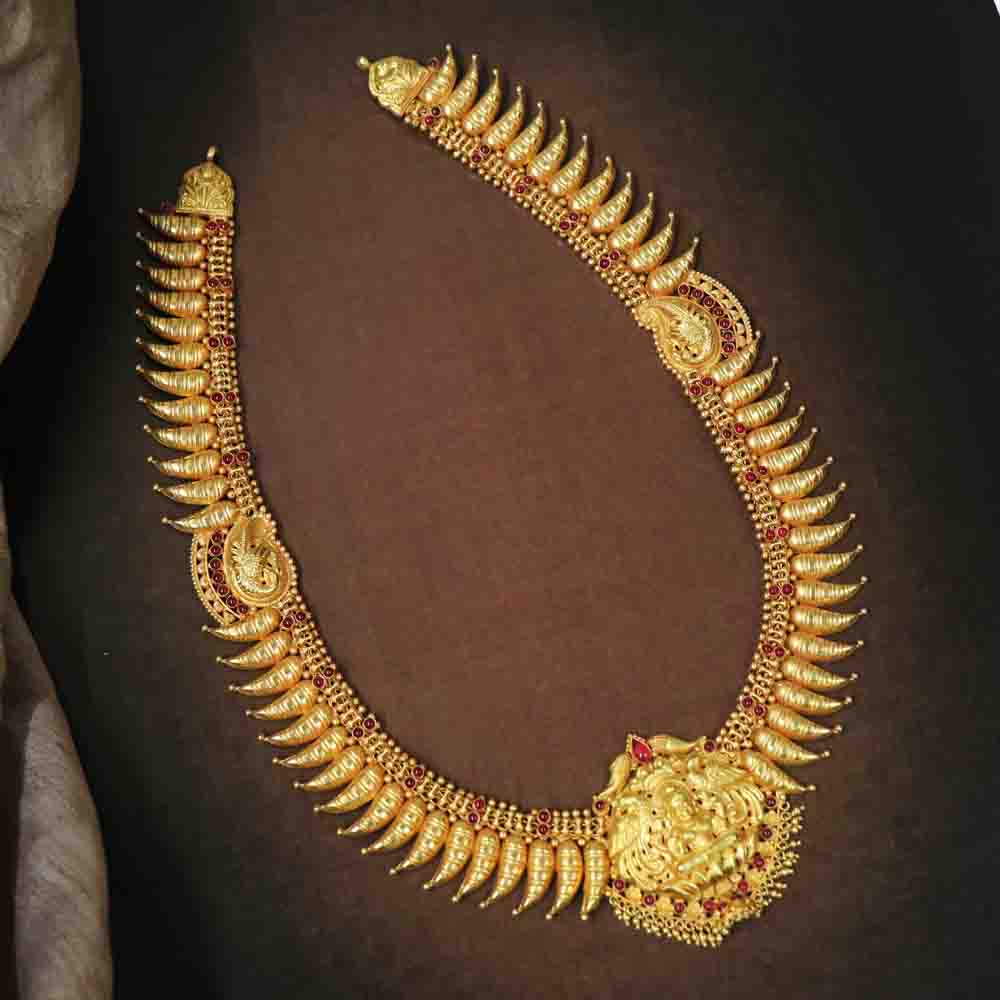 Vaibhav Jewellers 22K Antique Gold Haram 124VG2439_2