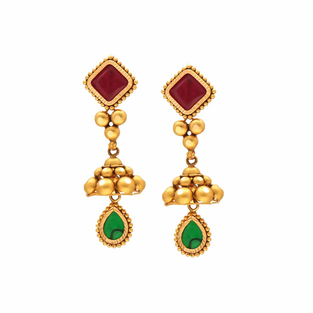 Vaibhav Jewellers 22K Antique Gold Hangings 135VG4120_1