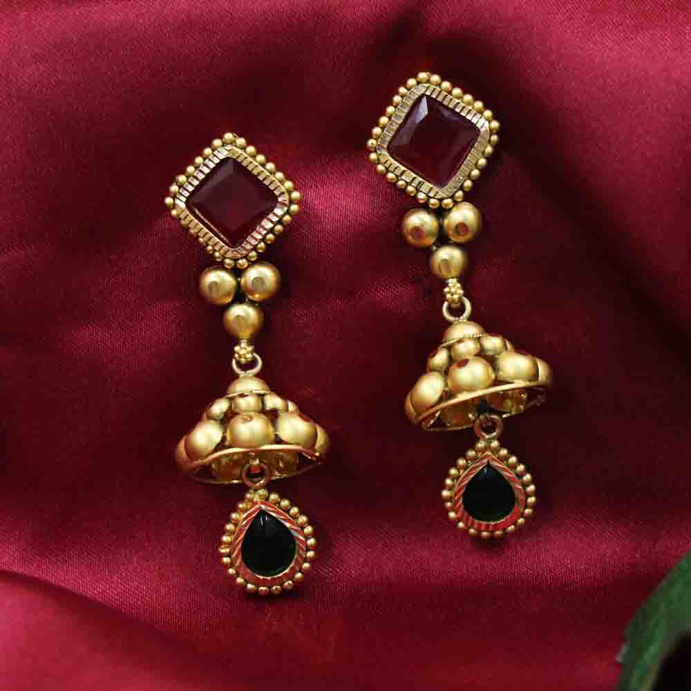 Vaibhav Jewellers 22K Antique Gold Hangings 135VG4120_2