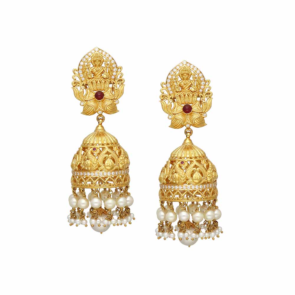 Vaibhav Jewellers 22K Pachi Gold Jhumkas 451VG1212