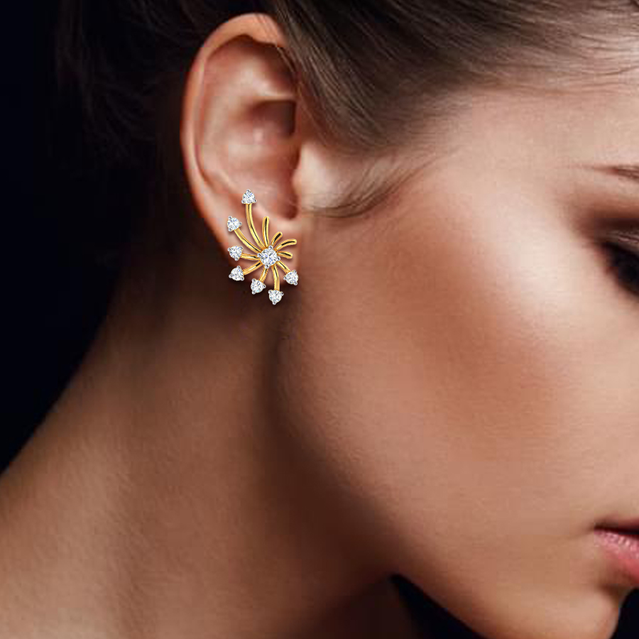 22k Glittery Firecracker Gold Stud Earrings_4