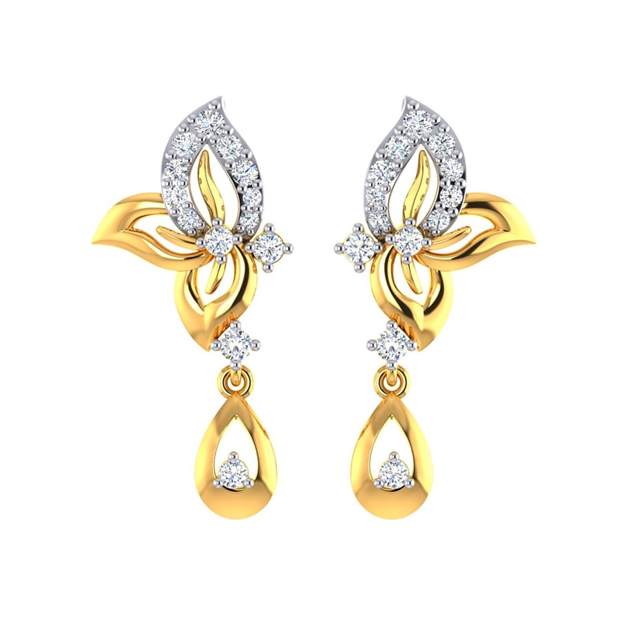 22k Teen Pankh CZ Gold Dangle Earrings_1