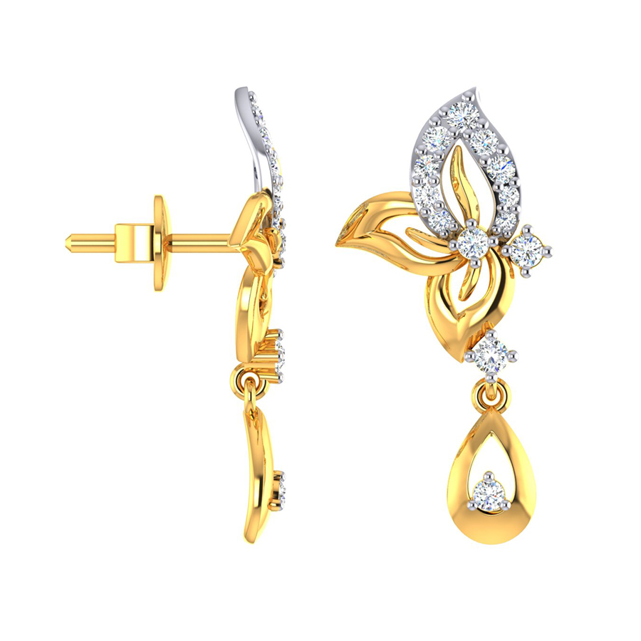 22k Teen Pankh CZ Gold Dangle Earrings_2