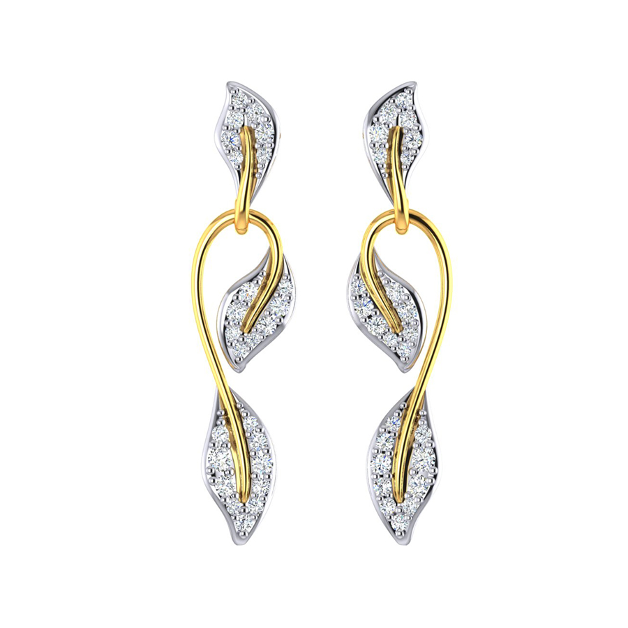 22k Chic Foliole Gold Dangle Earrings_1