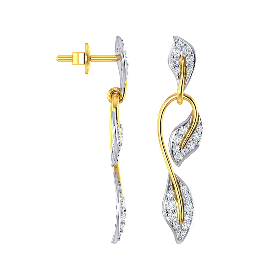 22k Chic Foliole Gold Dangle Earrings_2
