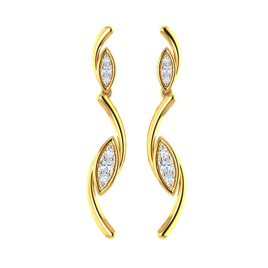 22k Abstract Groove Gold Dangle Earrings_1