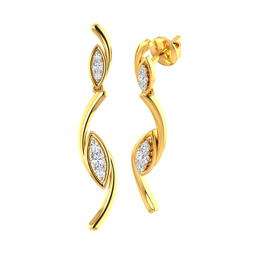 22k Abstract Groove Gold Dangle Earrings_3
