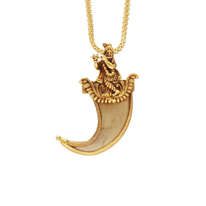 Buy 22Kt Antique Gold Shree Krishna Gold Pendant 127VG4617 Online from ...