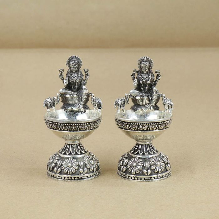 Buy Antique Silver Kamakshi Devi Deepam Kundulu 368VA8540 Online from ...