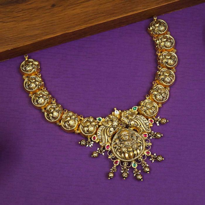 Buy Vaibhav Jewellers 22K Antique Gold Deep Nagashi Necklace 123VG5471 ...