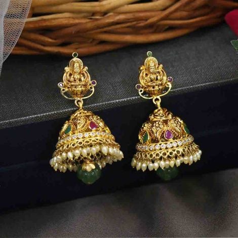76VG4229 | Vaibhav Jewellers 22K Ruby Emerald CZ Hangings 76VG4229