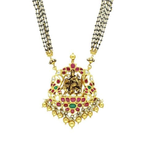 451VG1940-559VA136 | Vaibhav Jewellers 22K Antique Pachi Pendant Set 451VG1940