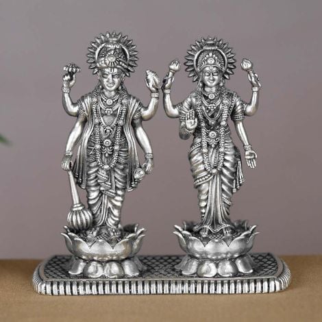 351VA6426 | Silver Antique Lord Lakshmi Narayana 3D Idol 351VA6426