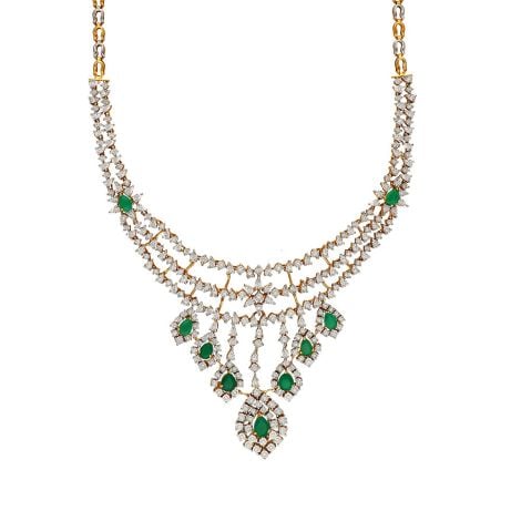 159VG5055 | 18Kt Diamond Emerald Step Necklace 159VG5055