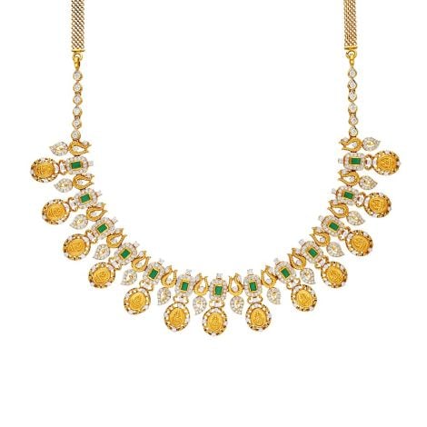 162VG258 | 22Kt Diamond Semiprecious Emerald Necklace 162VG258