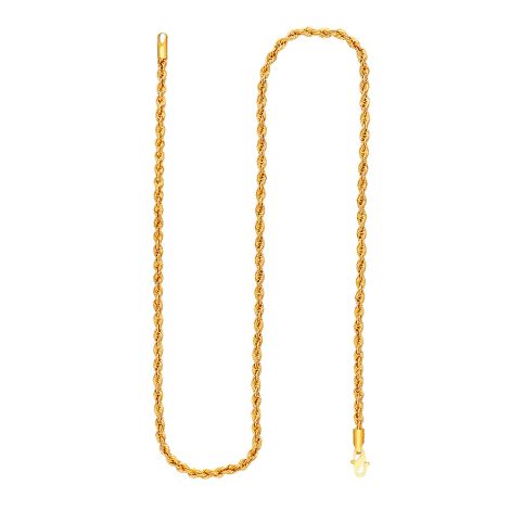 64MQ4010 | 22Kt Plain Gold Hallow Rope Chain 64MQ4010