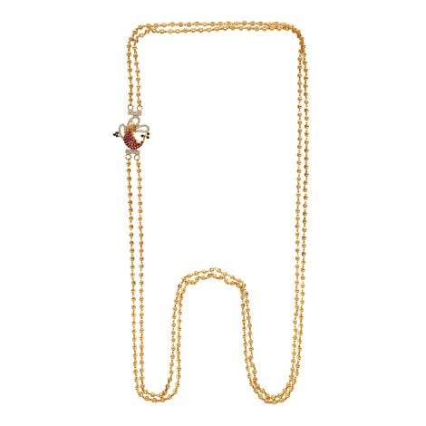 64VY3586 | 22Kt Gold Plain 2 Line Stone Ball Chain 64VY3586