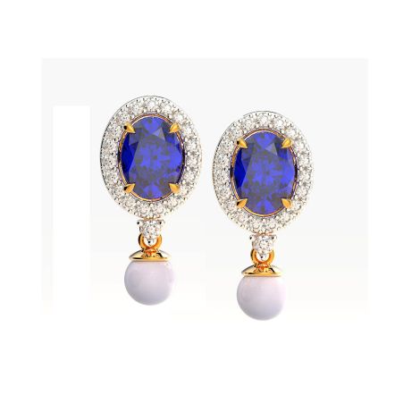 155H3104 | 18Kt Diamond Fancy Pearl Drop Ladies Earrings 155H3104