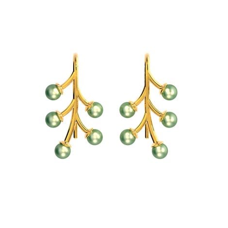 492A790 | 18Kt Gold Pearl Drop Ladies Designer Earrings 492A790