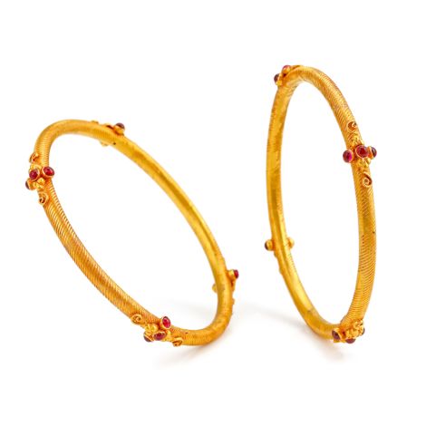 125VG565 | Sophisticated Ruby Gold Bangles