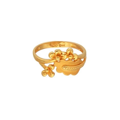 97VM810 | 22Kt Gold Floral Leaf Motif Ladies Ring 97VM810