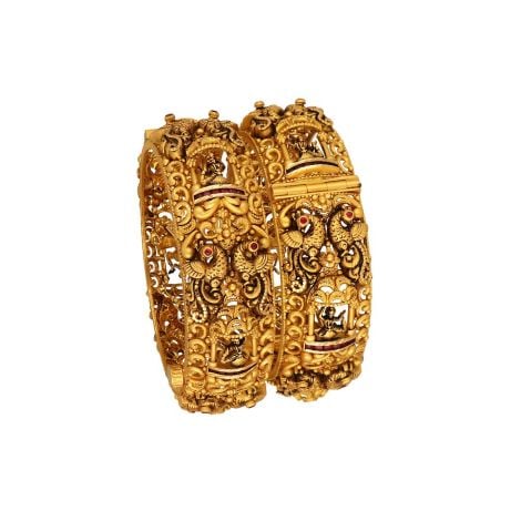125VG1869-125VG1938 | 22Kt Antique Gold Indian Traditional Nakshi Bangles 125VG1938