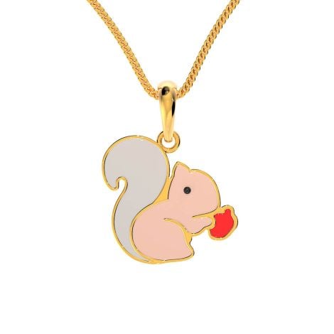 102H7536 | 22Kt Gold Cute Squirrel Eating Nut Pendant 102H7536