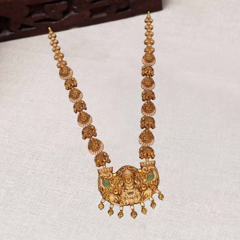 560VG962 | 22Kt Traditional Gajalakshmi Design Bridal Nakshi Gold Haram 560VG962