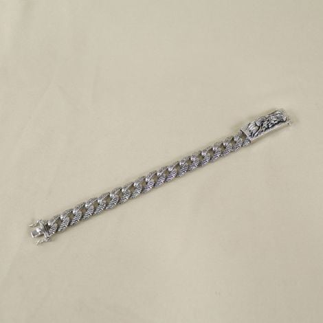 208VQ2983 | Sterling Silver Solid Curb Link Men Bracelet 208VQ2983