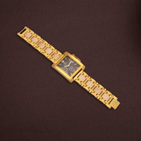 66VG229 | 22Kt Bentex Black Dial Golden Watch For Men 66VG229