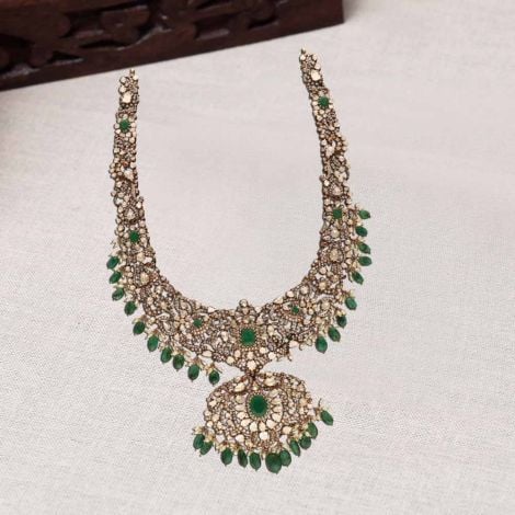588VA603 | 18Kt Royal Rajasthani Bridal Polki Diamond Haram In Victorian Style 588VA603