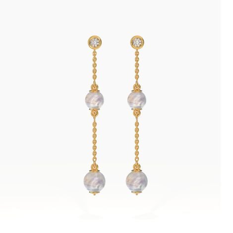 155H9190 | 18Kt Dreamy Diamond Pearl Drop Earrings 155H9190