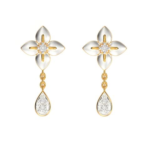 155H9191 | 18Kt Floral Tear Drop Diamond Earrings 155H9191