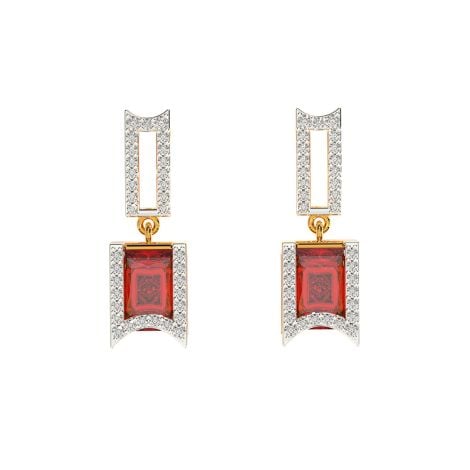 155H9198 | 18Kt Royal Ruby Drop Diamond Earrings 155H9198