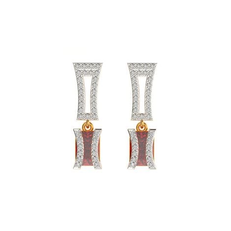155H9207 | 18Kt Glamorous Garnet Diamond Earrings 155H9207