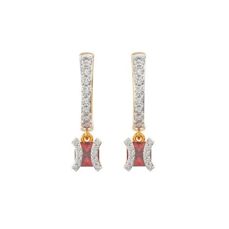 155H9210 | 18Kt Rosy Ruby Diamond Hoop Earrings 155H9210