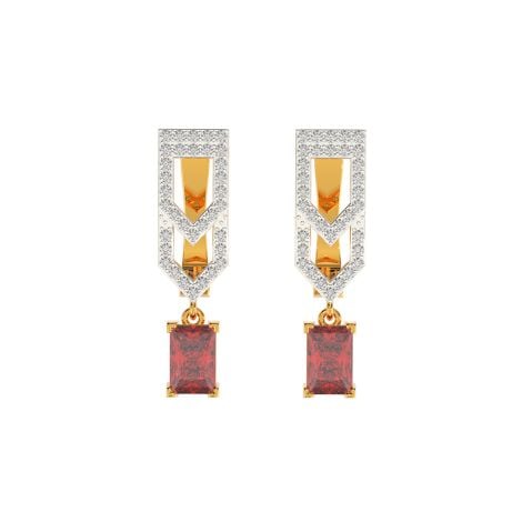 155H9216 | 18Kt Attractive Ruby Diamond Earrings With English Lock 155H9216