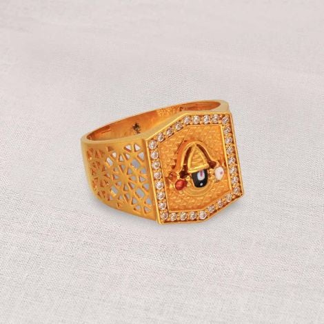 97VM6030 | 22Kt Latest Design Balaji Gold Ring For Men 97VM6030
