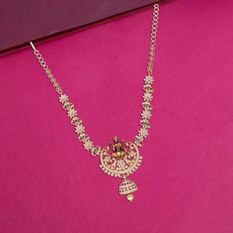 159VG5137 | 18Kt Closed Setting Diamond Necklace With Lakshmi Pendant 159VG5137