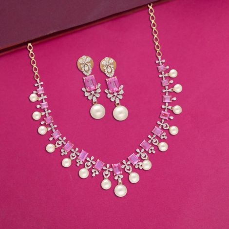 159VG6037-155VH8942 | 18Kt Exclusive Pink Diamond Necklace Set 159VG6037