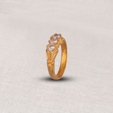 94VH4920 | 22Kt 3 Stone Engagement Gold Ring For Men 94VH4920