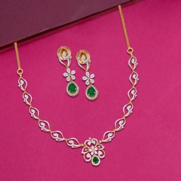159VG6329-155VH9852 | 18Kt Enchanting Curve Diamond Necklace Set 159VG6329