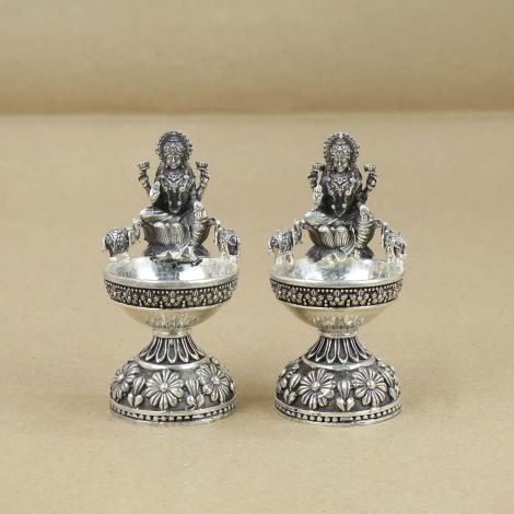 368VA8540-368VA8542 | Antique Silver Kamakshi Devi Deepam Kundulu 368VA8540