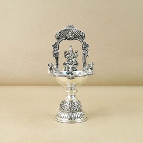 368VA8945 | Traditional Kamakshi Devi Antique Silver Diya 368VA8945
